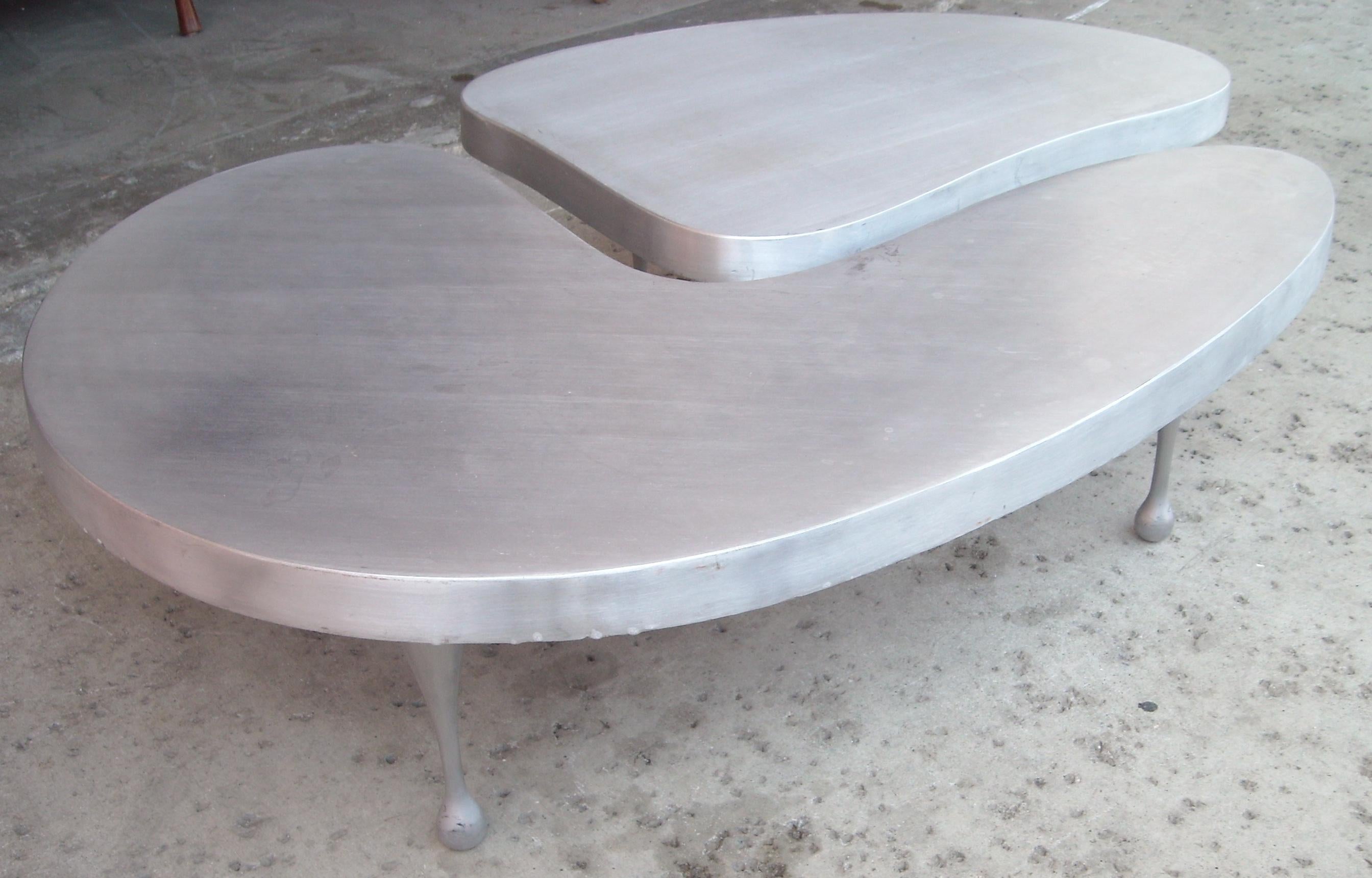 Frederick Kiesler, Cast Nesting Aluminum Coffee Tables 2 Parts, Biomorphic Cloud 1