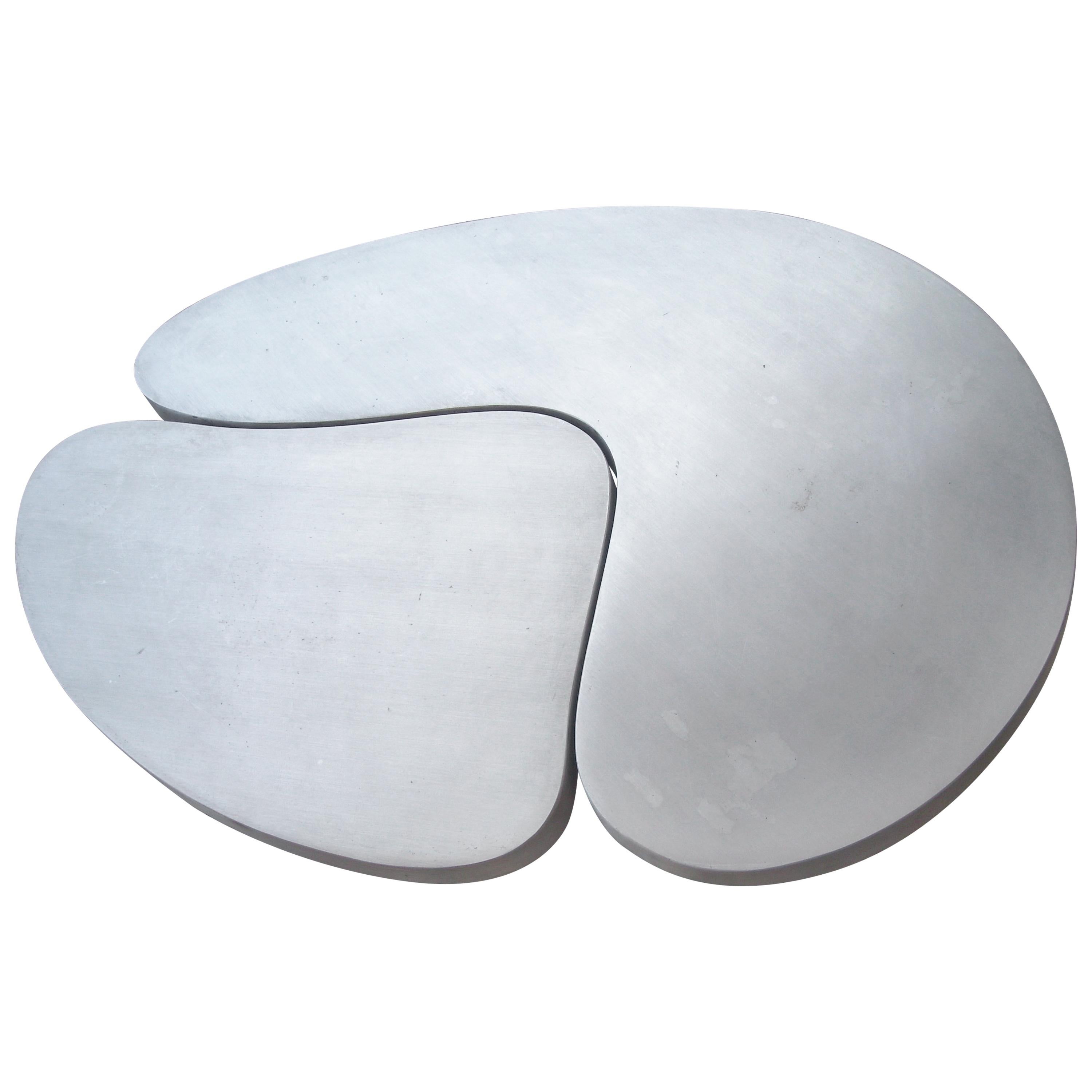 Frederick Kiesler, Cast Nesting Aluminum Coffee Tables 2 Parts, Biomorphic Cloud