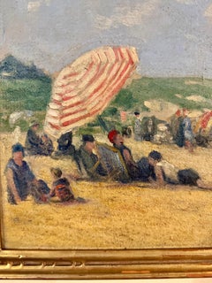 Nantucket Beach landscape in Summertime with people on the Beach, Impressionist