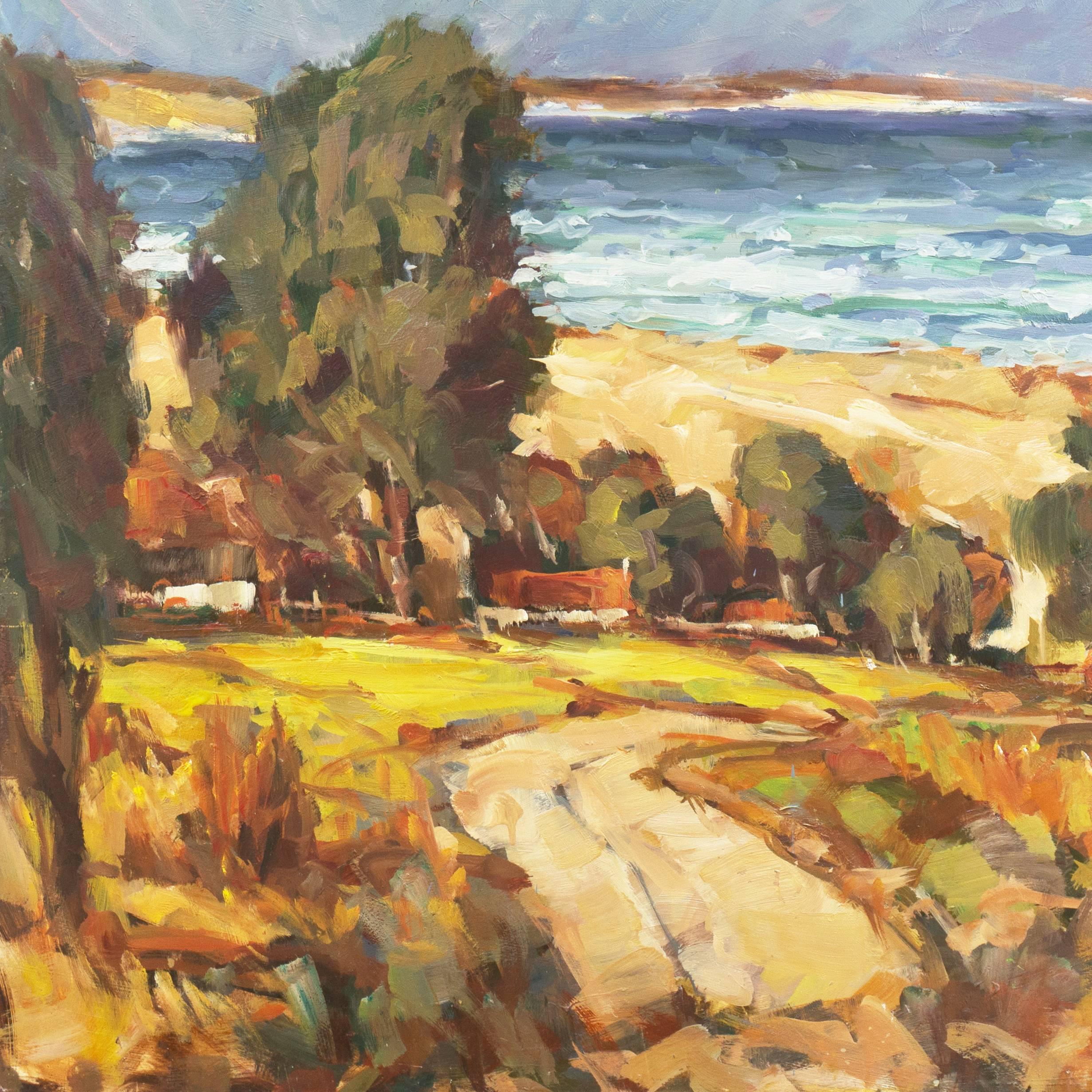 'Elsonore Coast and the Øresund Straits, Denmark', SFAA, California Artist - Post-Impressionist Painting by Frederick Korburg