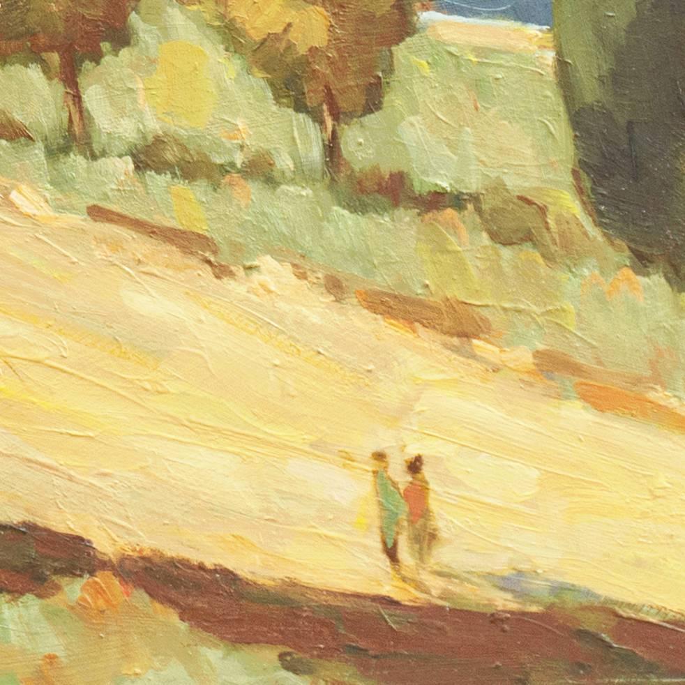 'Ramparts at Bologna Castle, France', California artist, Post-Impressionist oil 3