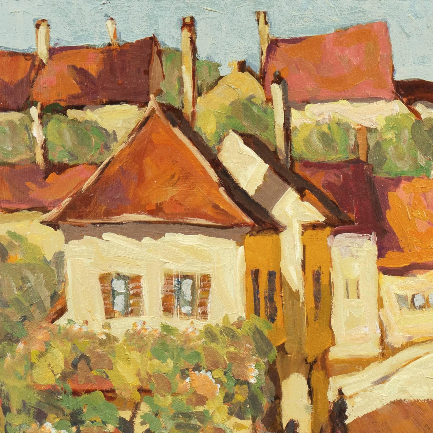 View of Ammerschwihr, France - Brown Landscape Painting by Frederick Korburg