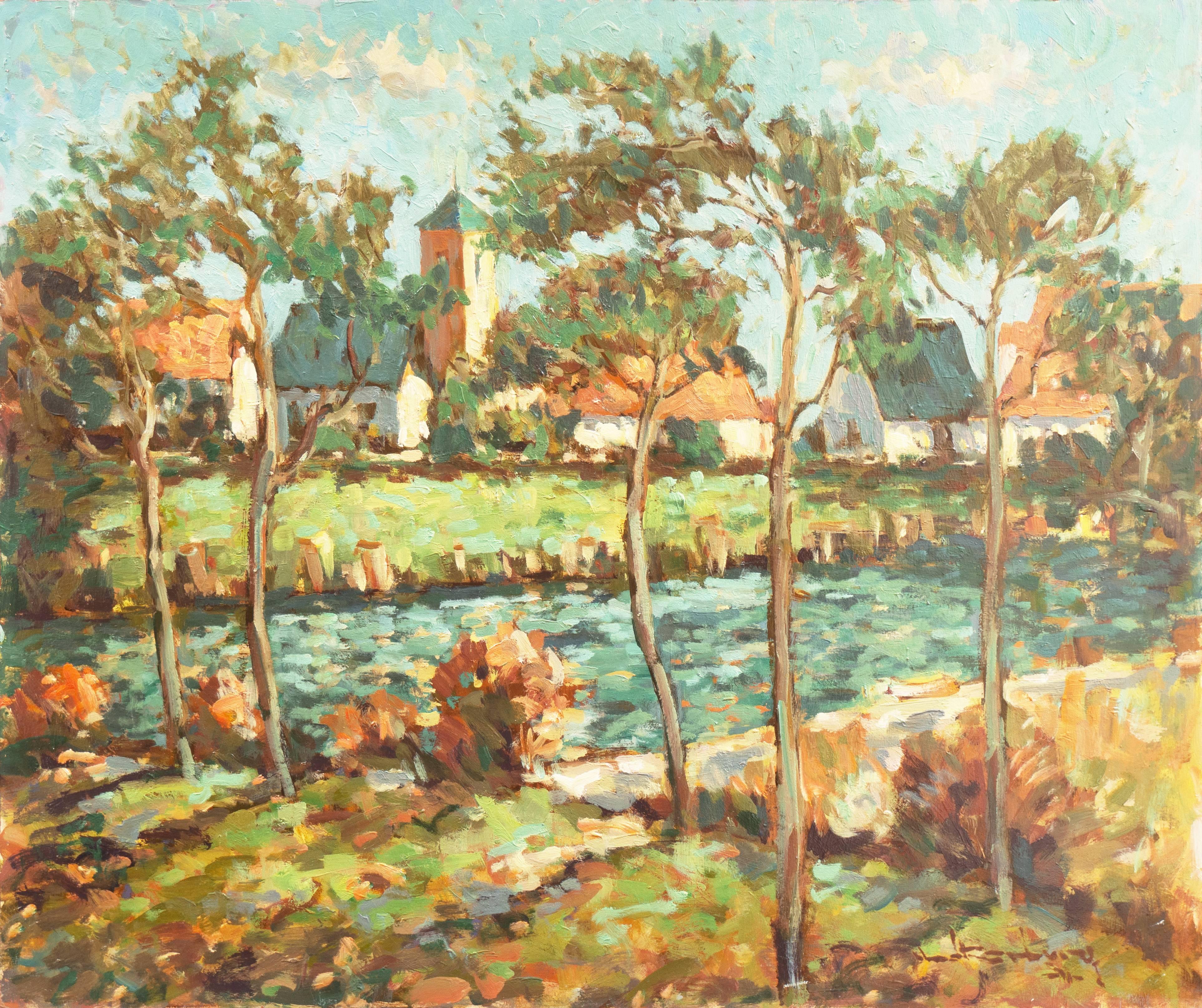 Frederick Korburg Landscape Painting - View of Ammerschwir, France