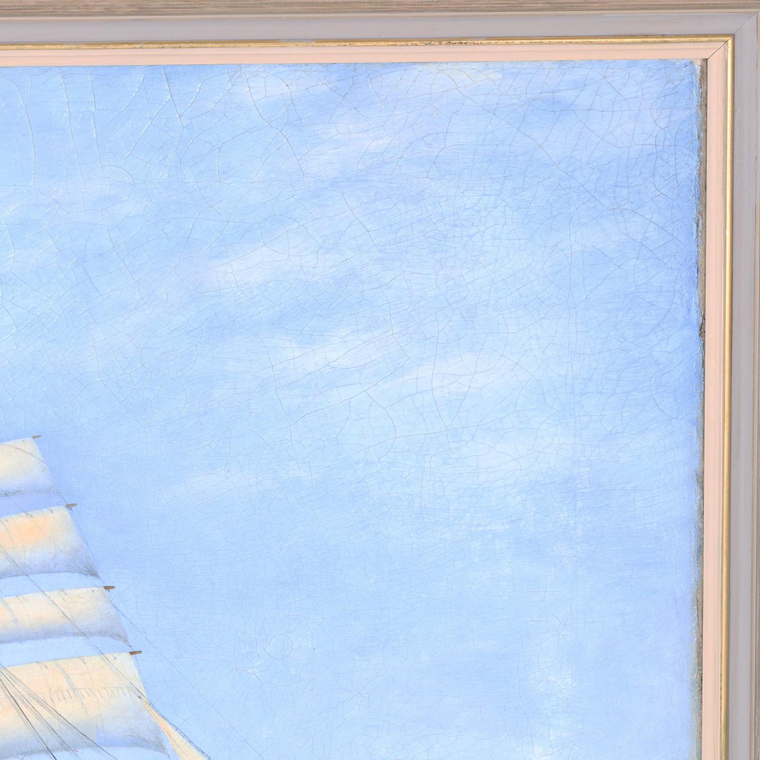 Édouardien Peinture à l'huile sur toile d'un navire à voile de Frederick L. Owen Marine  en vente