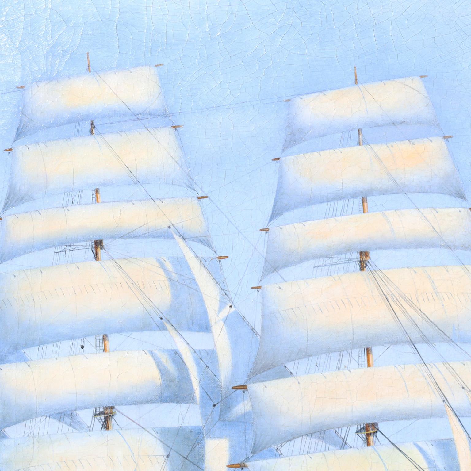 Frederick L. Owen Marine Oil Painting on Canvas of a Sailing Ship In Good Condition For Sale In Palm Beach, FL