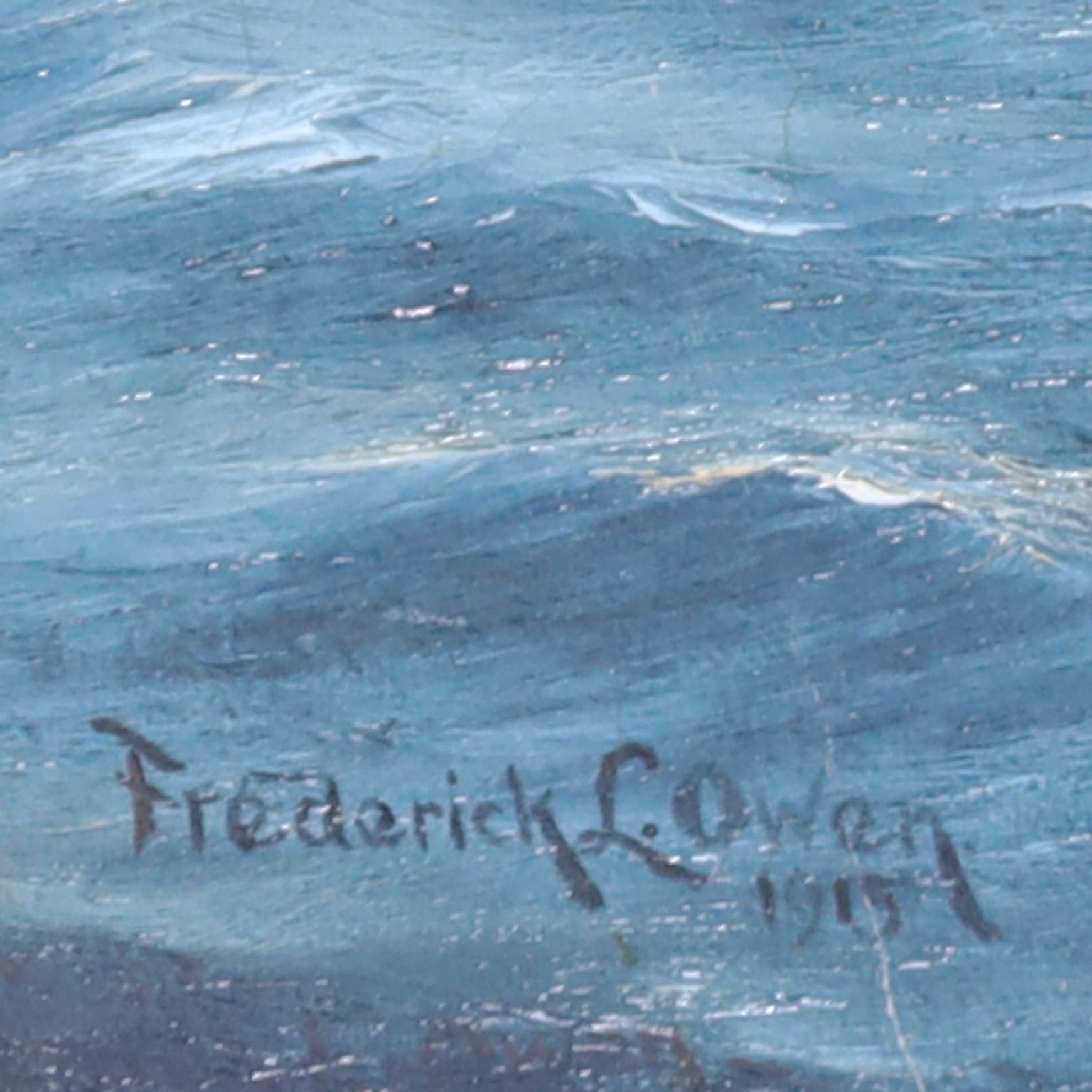 Peinture à l'huile sur toile d'un navire à voile de Frederick L. Owen Marine  en vente 2