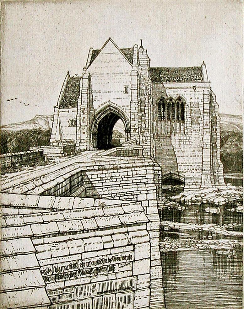 Le pont de St. Botolph's (n° 1). - Maîtres anciens Print par Frederick Landseer Griggs, R.A., R.E.
