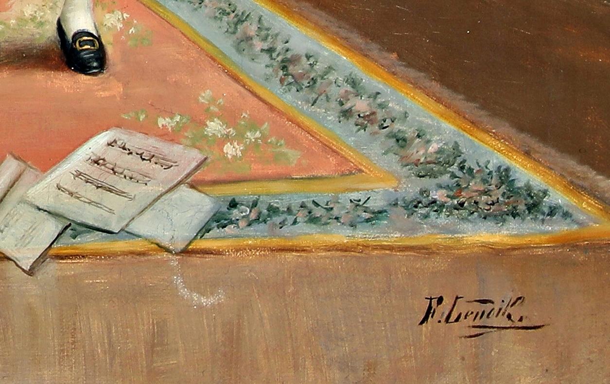 Frederick Lenditz, Rokoko-Interieur, Öl auf Leinwand, um 1900, signiert, gerahmt im Angebot 2