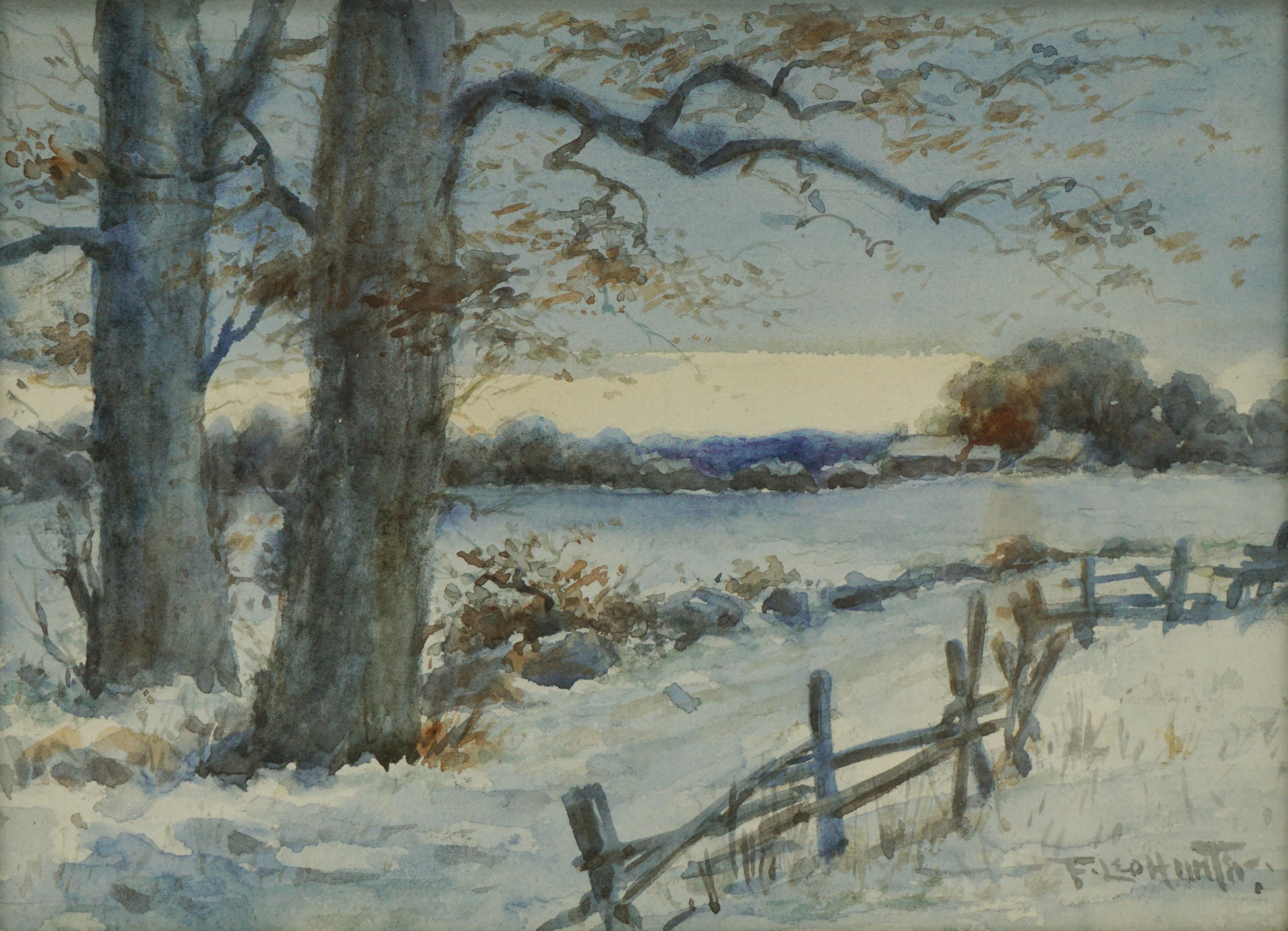 Early 20th Century Landscape -- Winter on Long Island - Painting by Frederick Leo Hunter