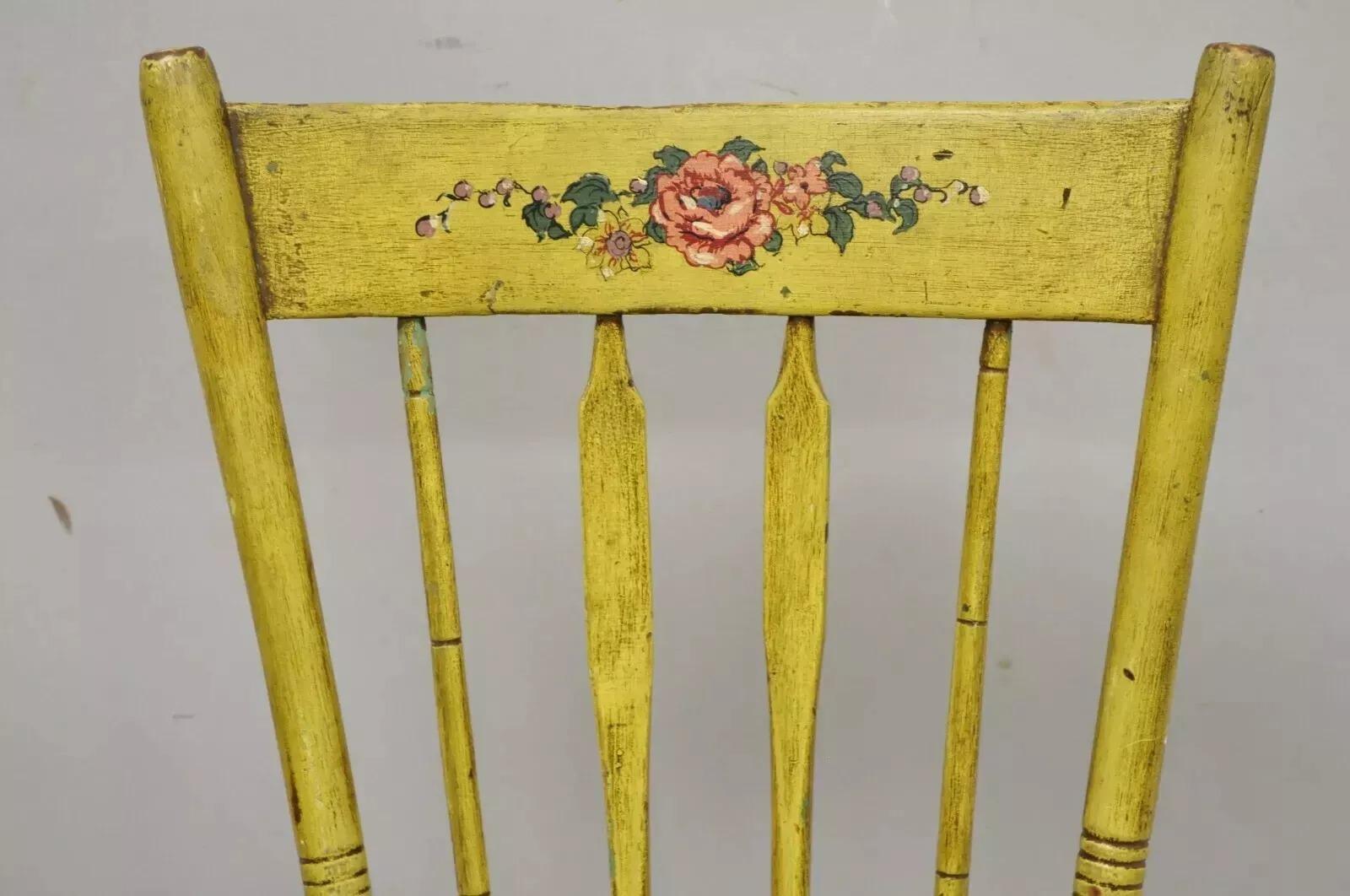 Frederick Loeser & Co Yellow American Primitive Hitchcock Painted Side Chair (A) For Sale 3