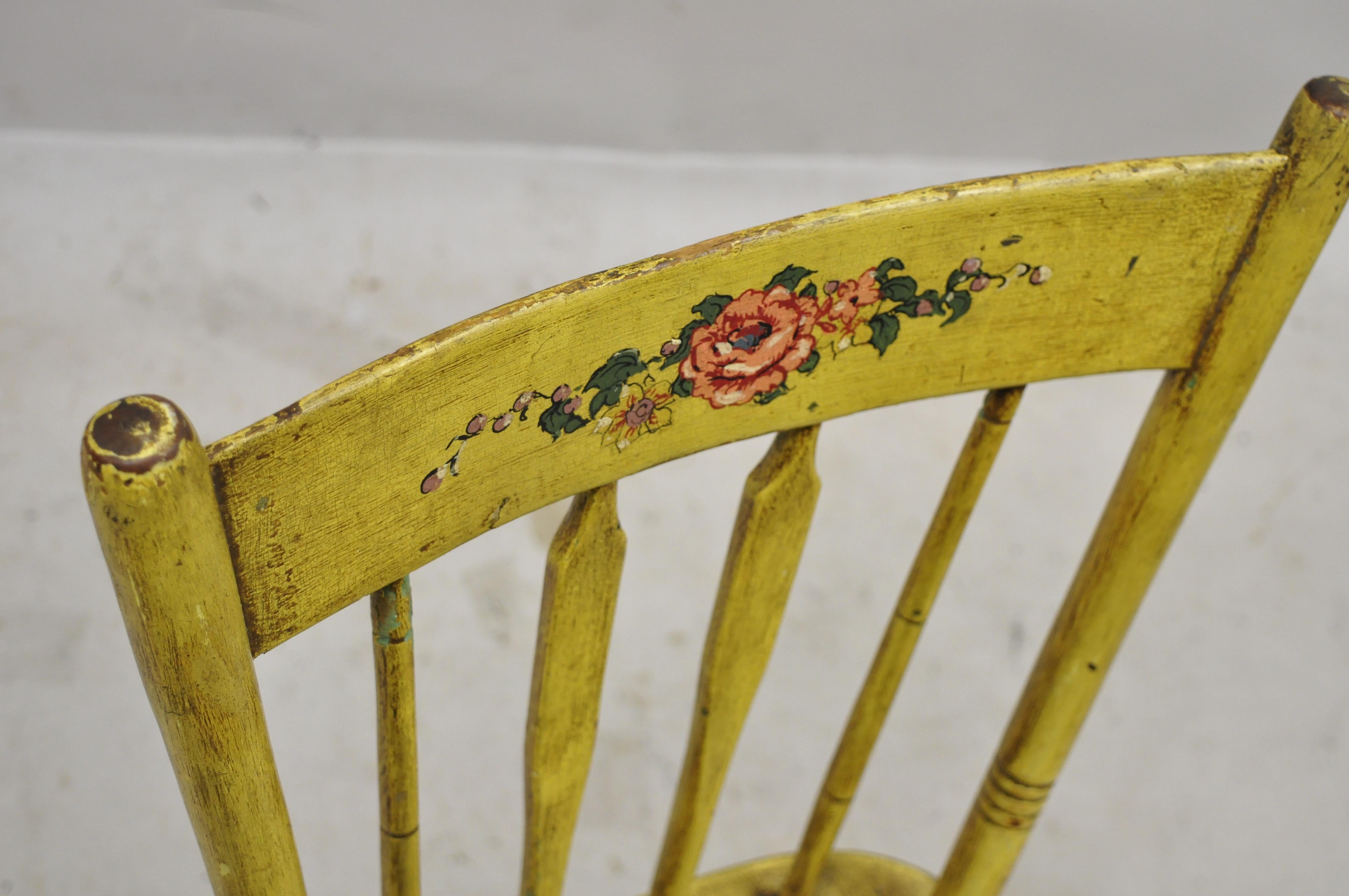 Frederick Loeser & Co Yellow American Primitive Hitchcock Painted Side Chair 'A' For Sale 2