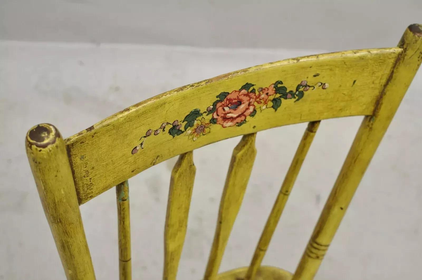 Frederick Loeser & Co Yellow American Primitive Hitchcock Painted Side Chair (A) For Sale 5