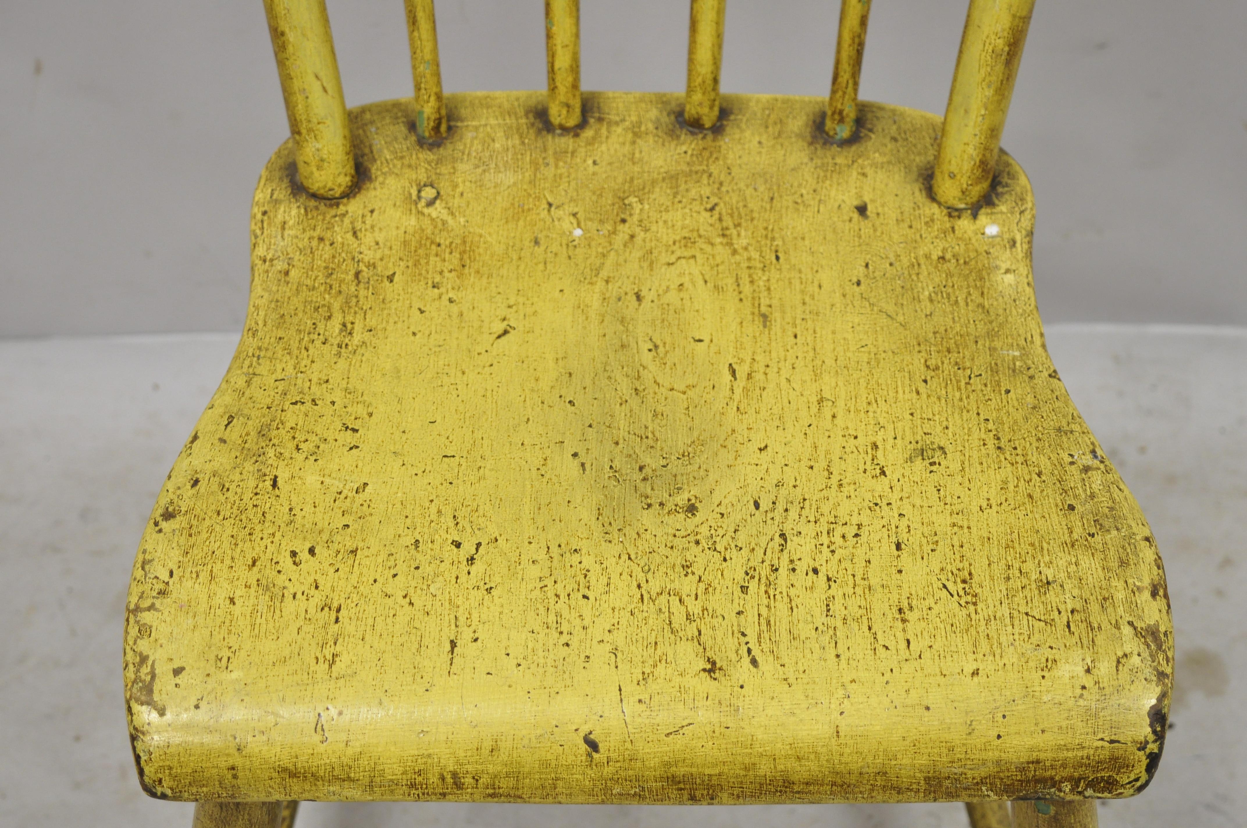 American Colonial Frederick Loeser & Co Yellow American Primitive Hitchcock Painted Side Chair 'A' For Sale