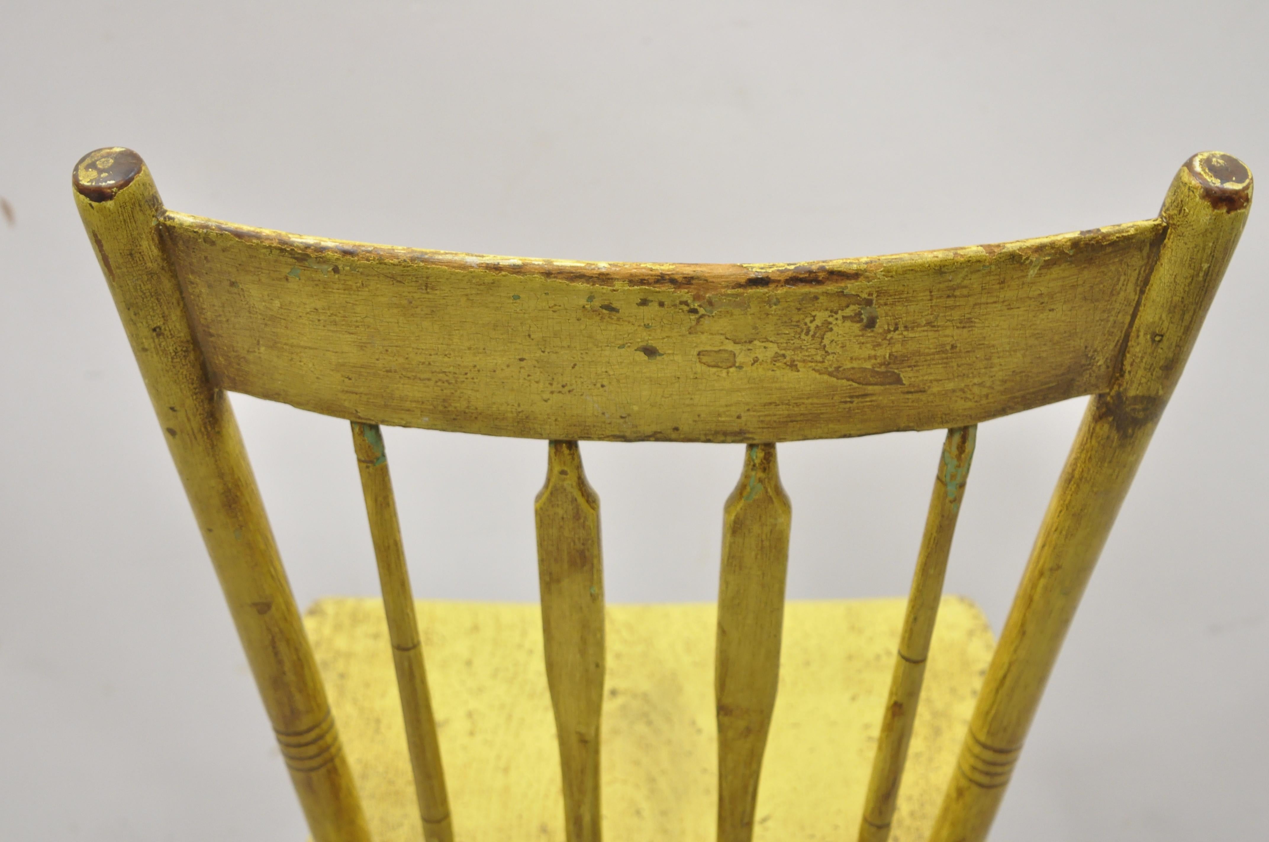 19th Century Frederick Loeser & Co Yellow American Primitive Hitchcock Painted Side Chair 'A' For Sale