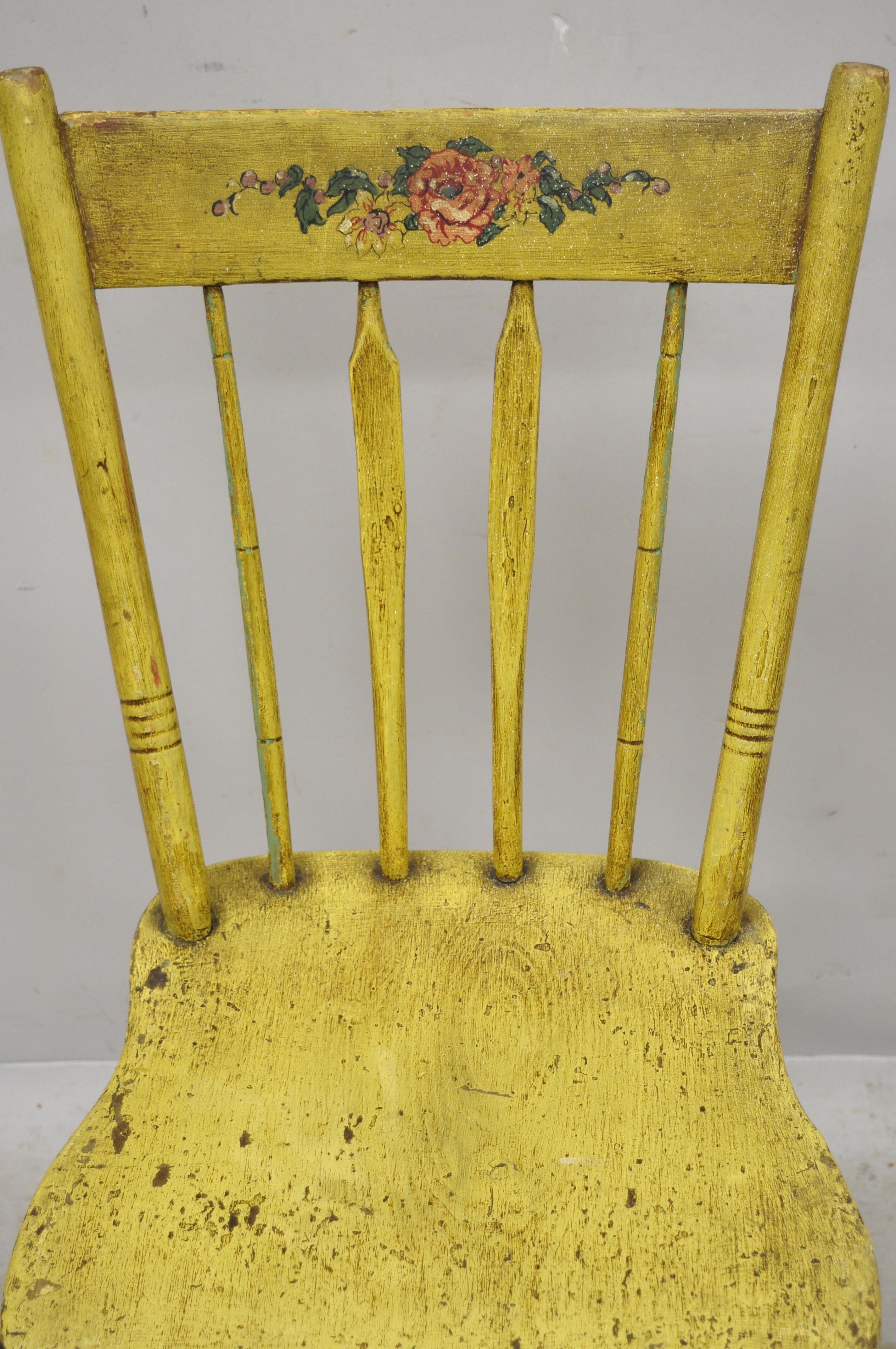 Frederick Loeser & Co Yellow American Primitive Hitchcock Painted Side Chair 'B' For Sale 2