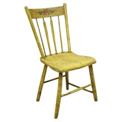 Frederick Loeser & Co Yellow American Primitive Hitchcock Painted Side Chair (B)