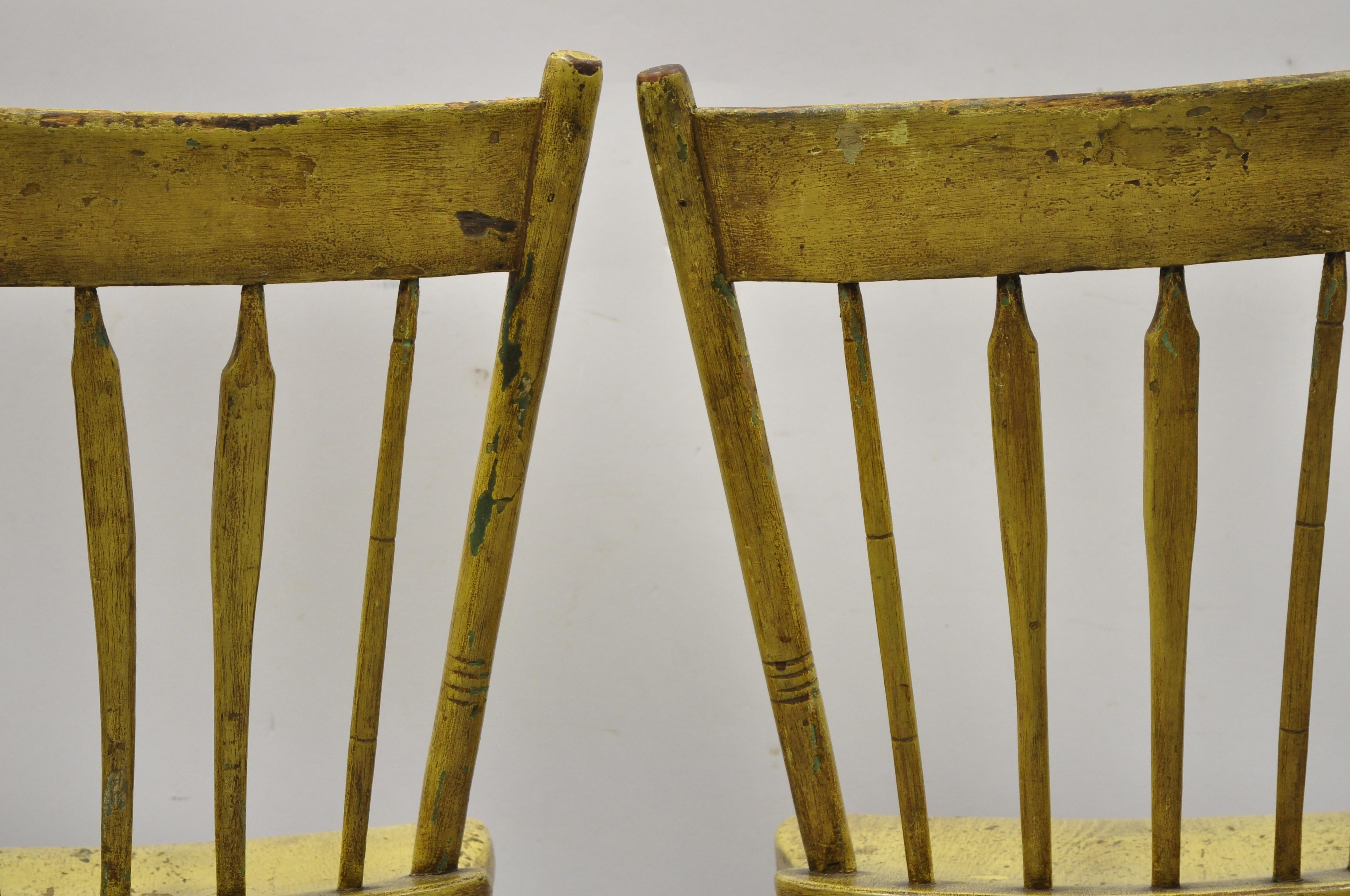 Frederick Loeser & Co Yellow Primitive Hitchcock Style Side Chairs, Pair 'A' For Sale 3