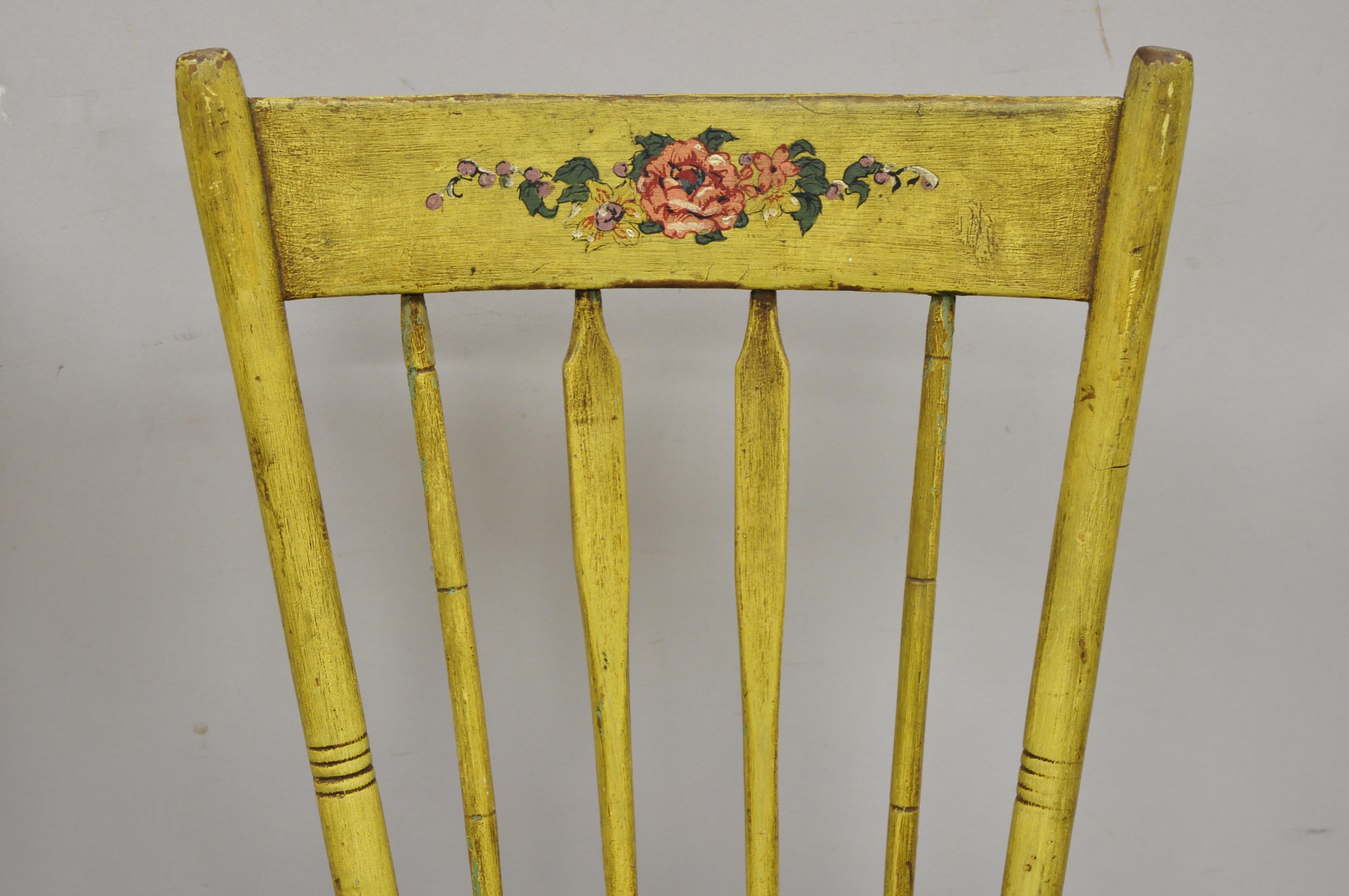 Frederick Loeser & Co Yellow Primitive Hitchcock Style Side Chairs, Pair 'A' In Good Condition For Sale In Philadelphia, PA