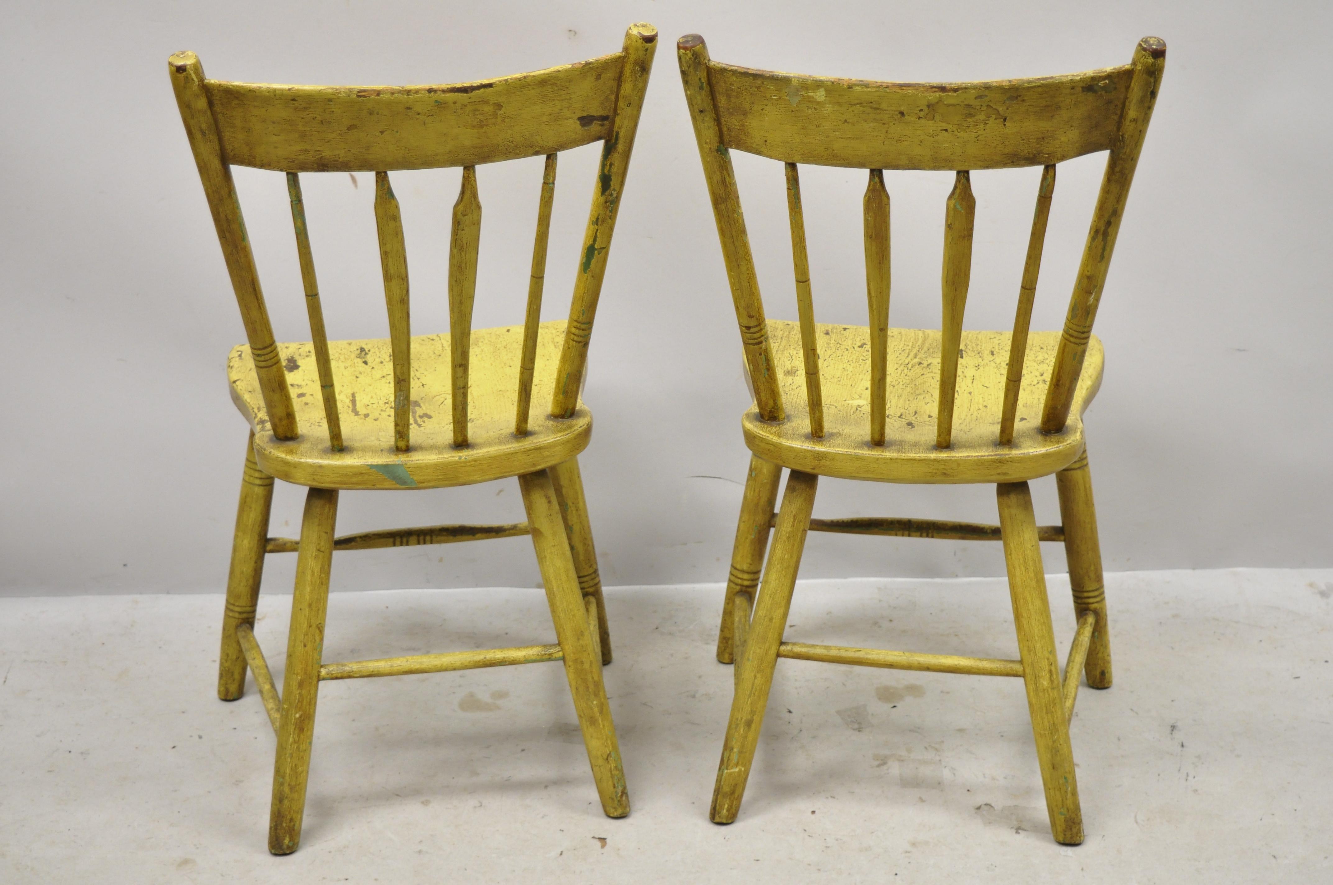 Frederick Loeser & Co Yellow Primitive Hitchcock Style Side Chairs, Pair 'A' For Sale 1