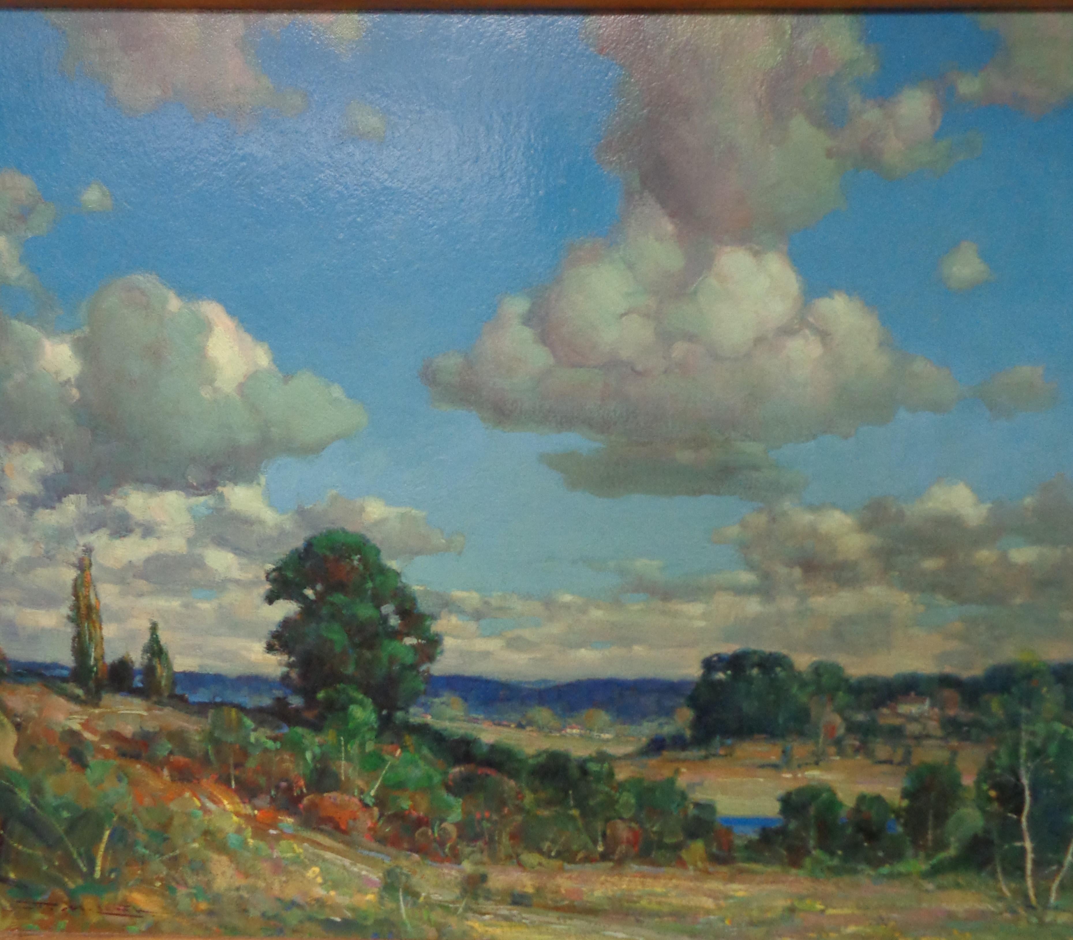 Landscape Oil Painting on Panel by Frederick M Lamb of Sky & Clouds 1