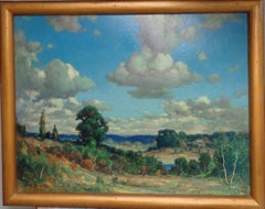 Landscape Oil Painting on Panel by Frederick M Lamb of Sky & Clouds