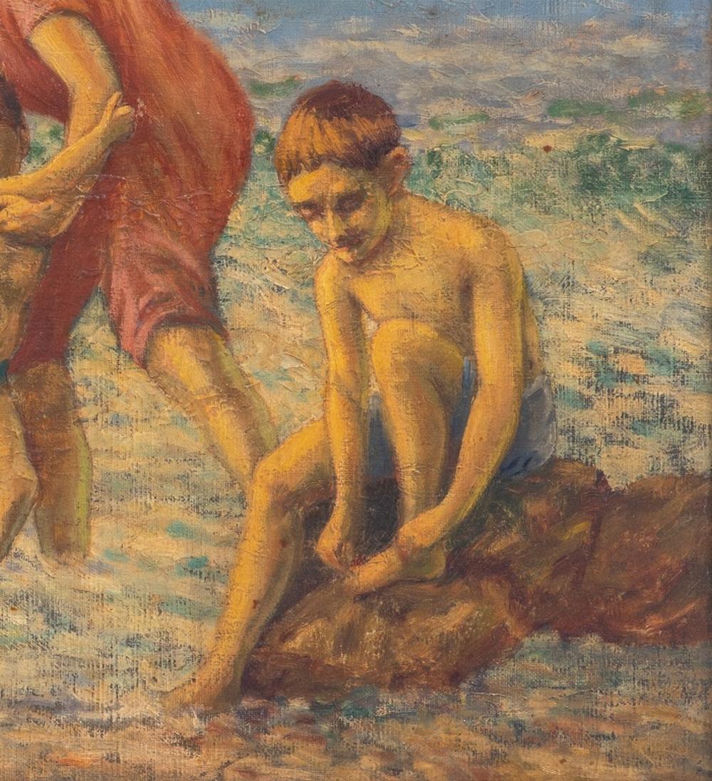 Tela Frederick Massey, Scena di spiaggia, Olio su tela in vendita
