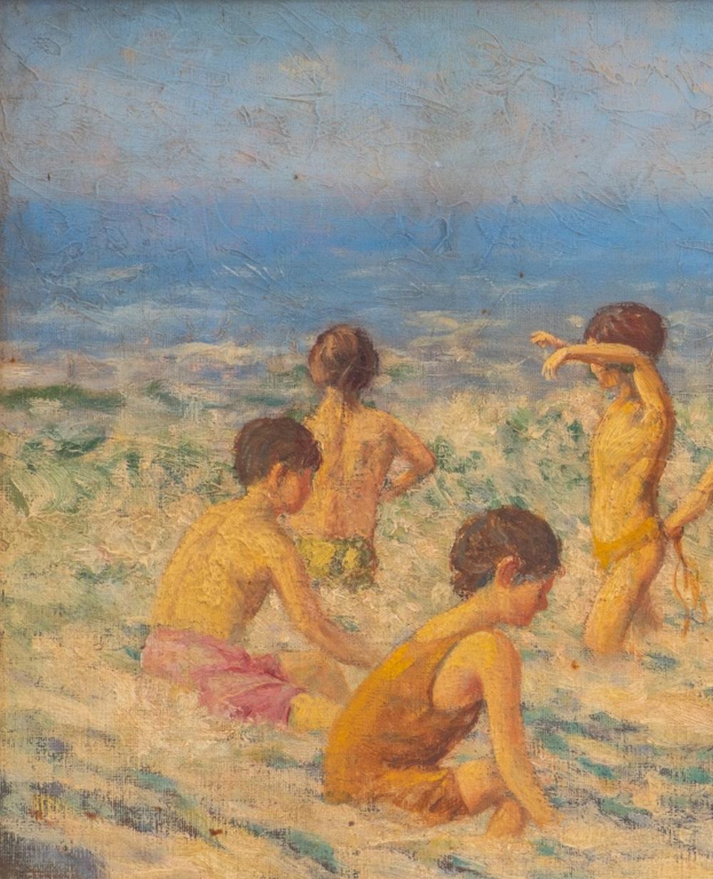 Frederick Massey, Scena di spiaggia, Olio su tela in vendita 2