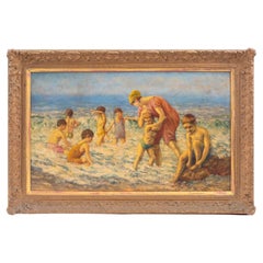 Frederick Massey, Beach Scene, Oil On Canvas