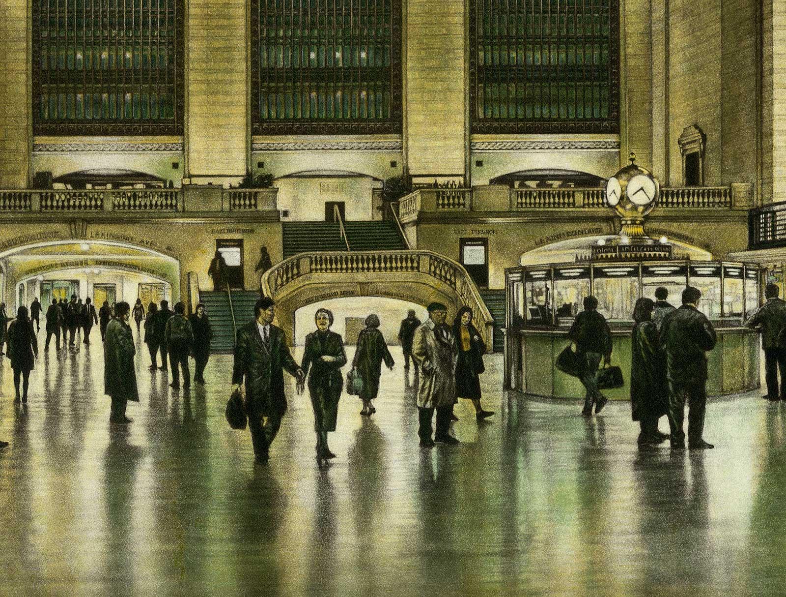 Across the Floor (Rush hour travelers at Majestic  Grand Central Station in NYC) - Print by Frederick Mershimer