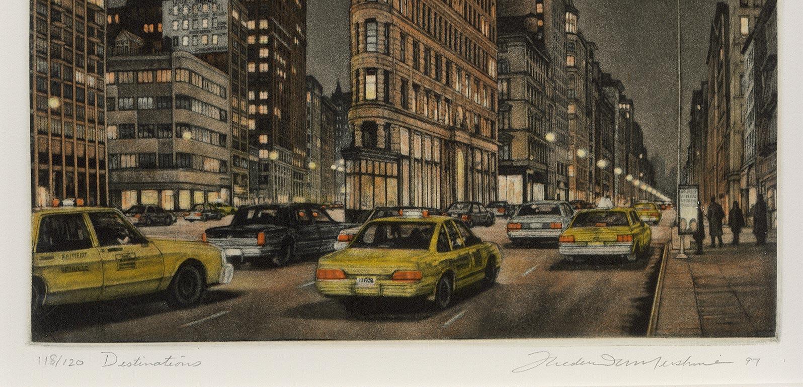 Destinations (Flatiron Bidg, 5th Avenue and Broadway at 23rd Street) - Black Landscape Print by Frederick Mershimer