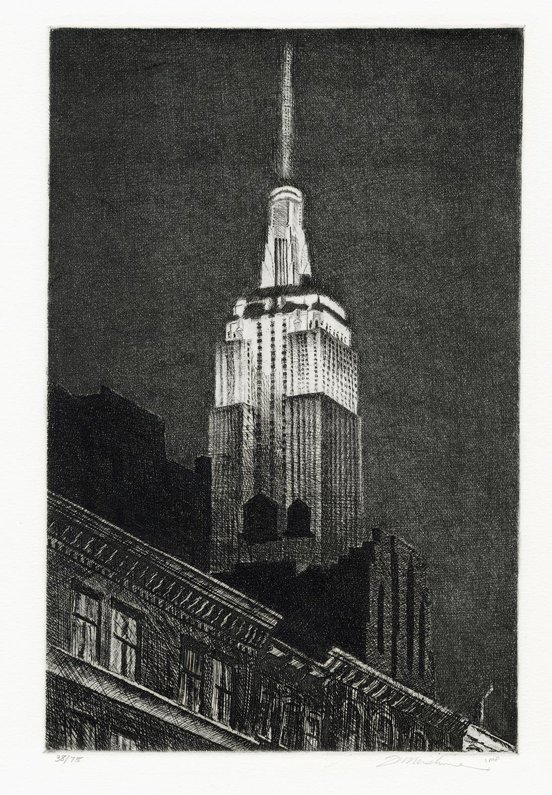 In Mershimer's first published image, he captured the now obstructed view of the Empire State Building from 6th Ave at 39th Street  It is #1 in the catalogue raisonne by Retif & Salzer.  Mershimer sees 