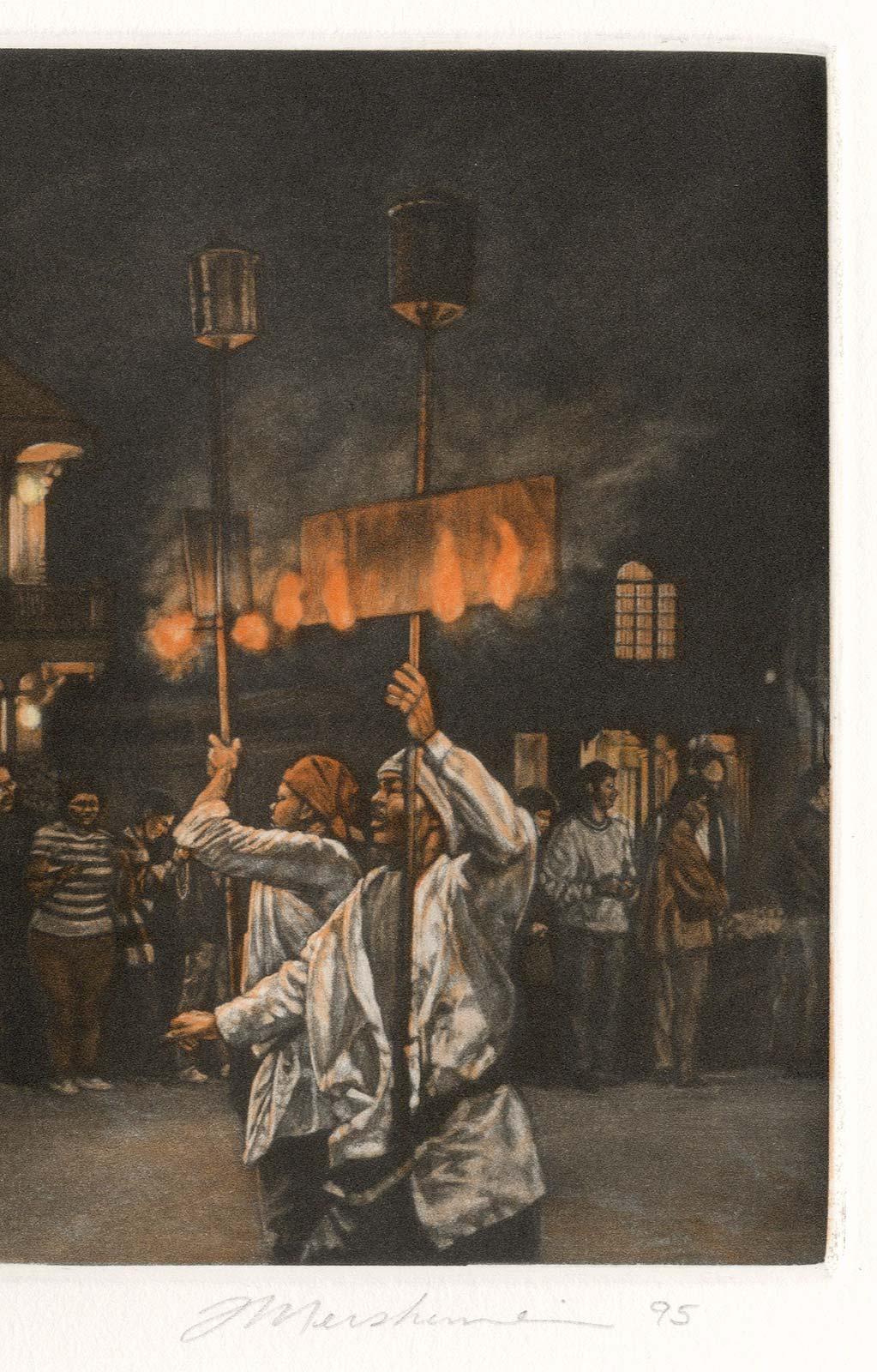 Danse du feu (Flambeaux chevauchants éclairent le chemin de la parade d'Edenymion à la Nouvelle-Orléans) en vente 2