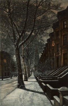 First Snow (The first snow of the season imbues the city with a warm pearly glow