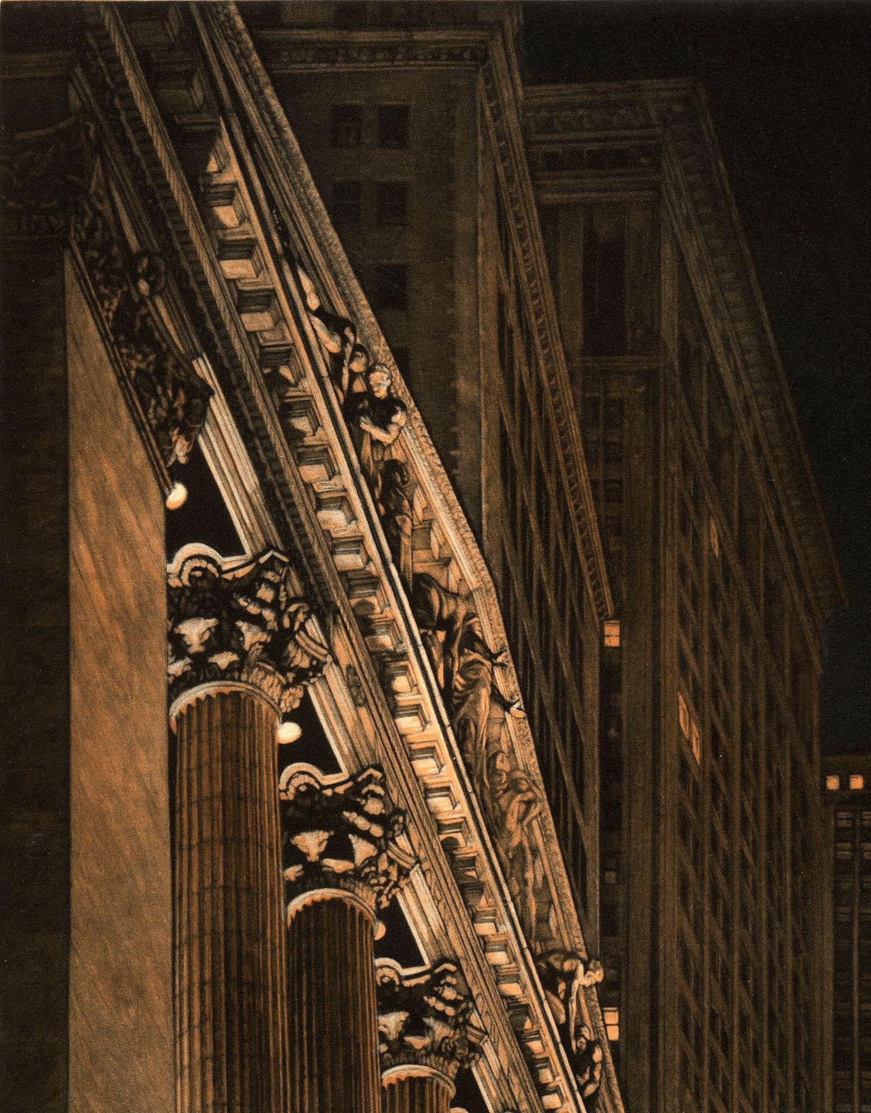 High Finance (a lonely night on Wall Street) - Print by Frederick Mershimer