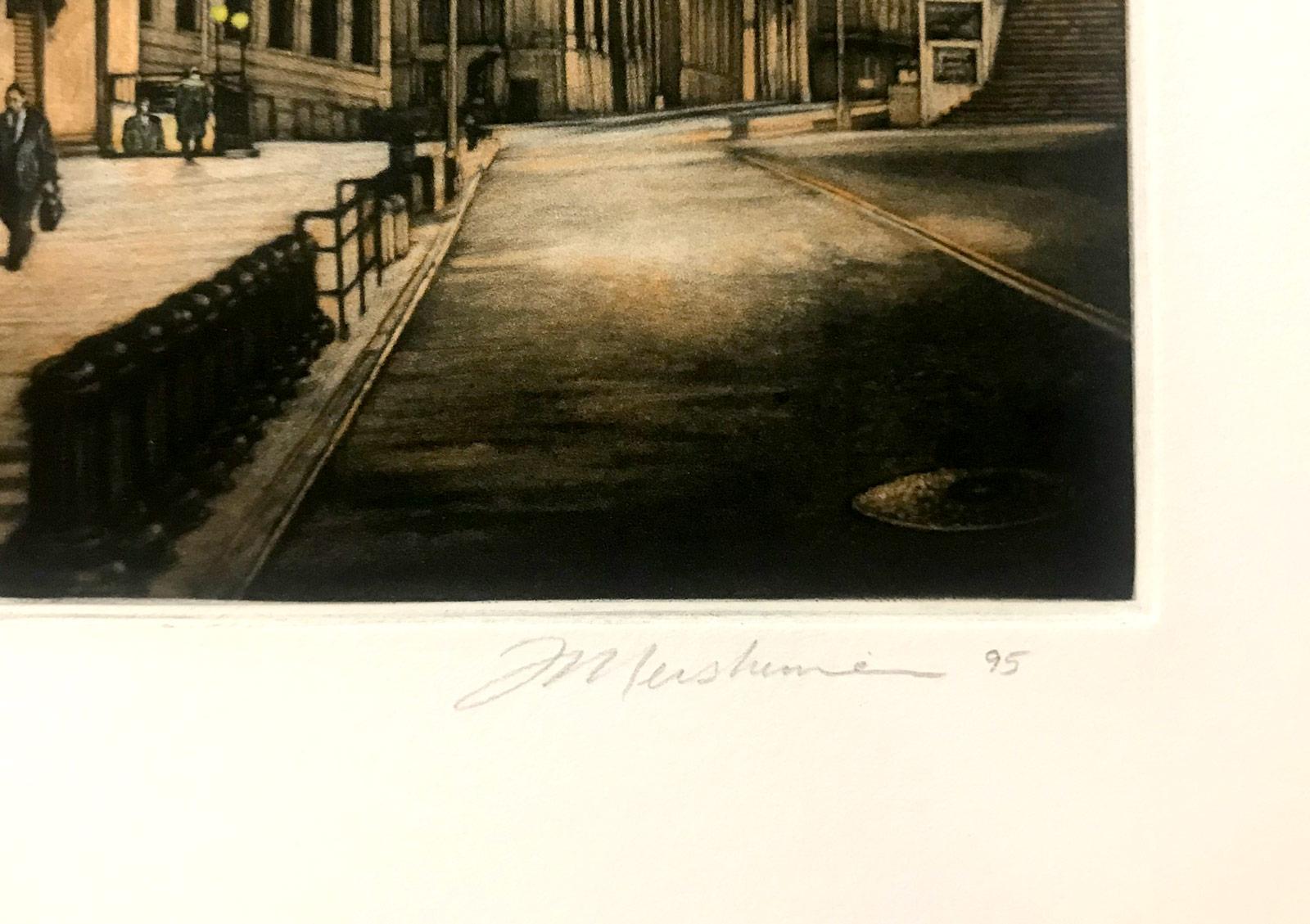 High Finance (a lonely night on Wall Street) - American Modern Print by Frederick Mershimer