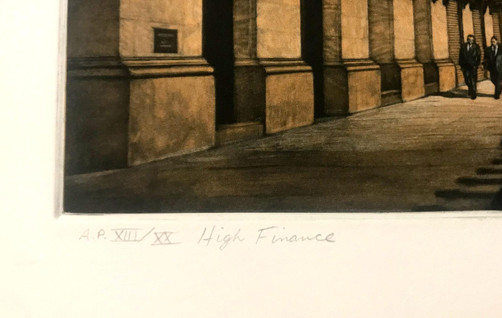 High Finance (a lonely night on Wall Street) - Black Figurative Print by Frederick Mershimer