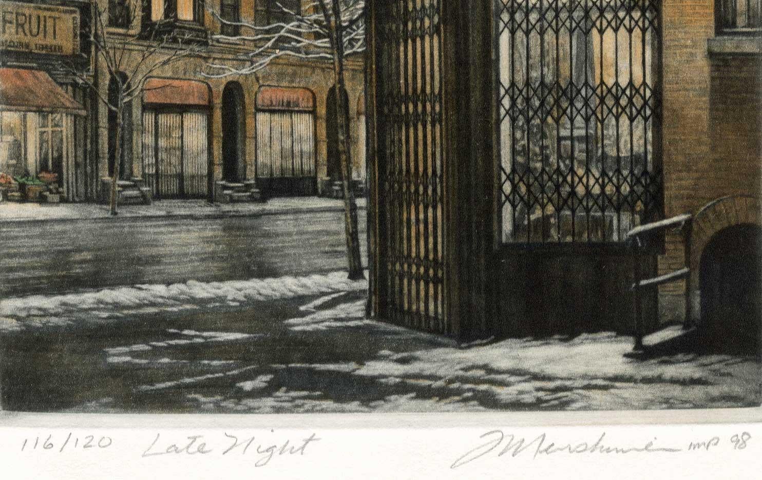 Späte Nacht (Where der Berkeley Place auf die Seventh Avenue in der Brooklyner Park Slope trifft) (Zeitgenössisch), Print, von Frederick Mershimer