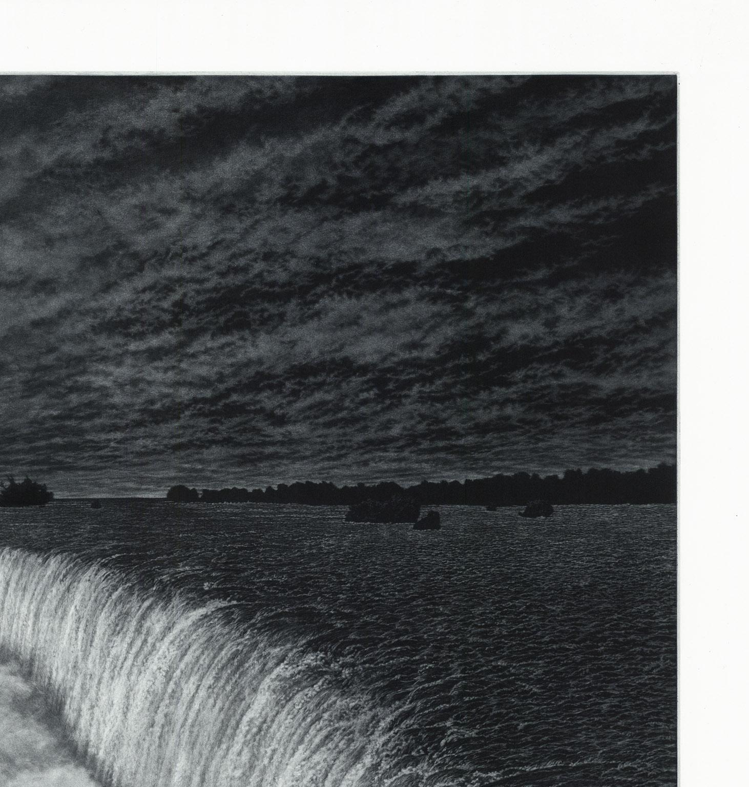 NIAGARA

Contemporary artist Frederick Mershimer created the mezzotint engraving entitled “Niagara” in 2021.  This impression is signed, titled, dated, and inscribed “5/45”- the 5th impression of an edition of 45.  The printed image size is 37.88 x