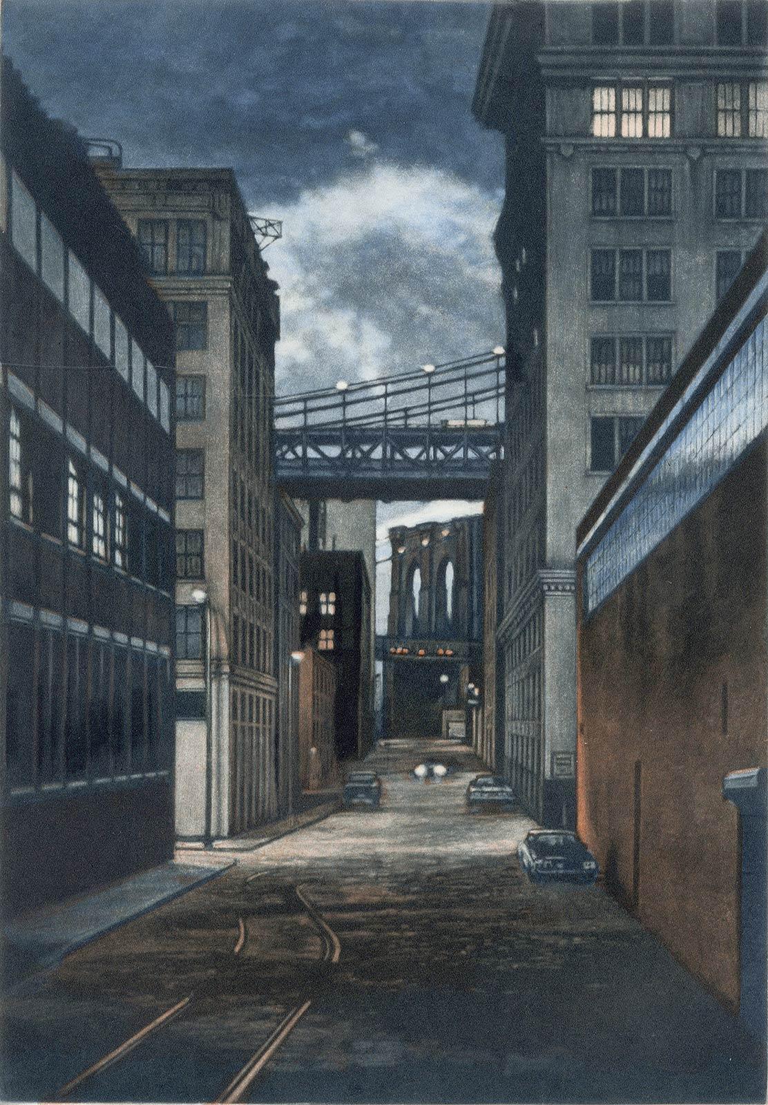 Plymouth Street ( a twilight scene is set in the Brooklyn section of DUMBO)