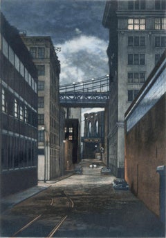 Plymouth Street (une scène au crépuscule se déroule dans la section Brooklyn de DUMBO)