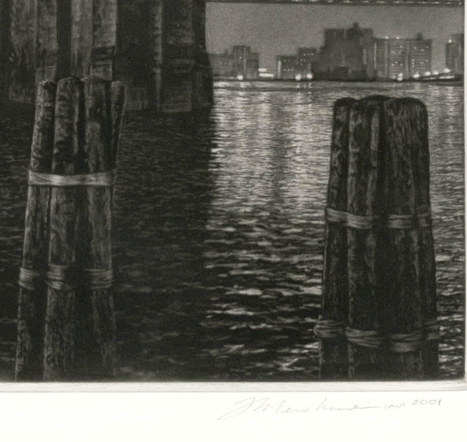 Pylon (Brooklyn Bridge from Manhattan side of East River near South St. Seaport) - Contemporary Print by Frederick Mershimer