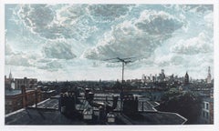 Antique Rooftops (Ithe harbor and skyline of NYC from Booklyn rooftop)