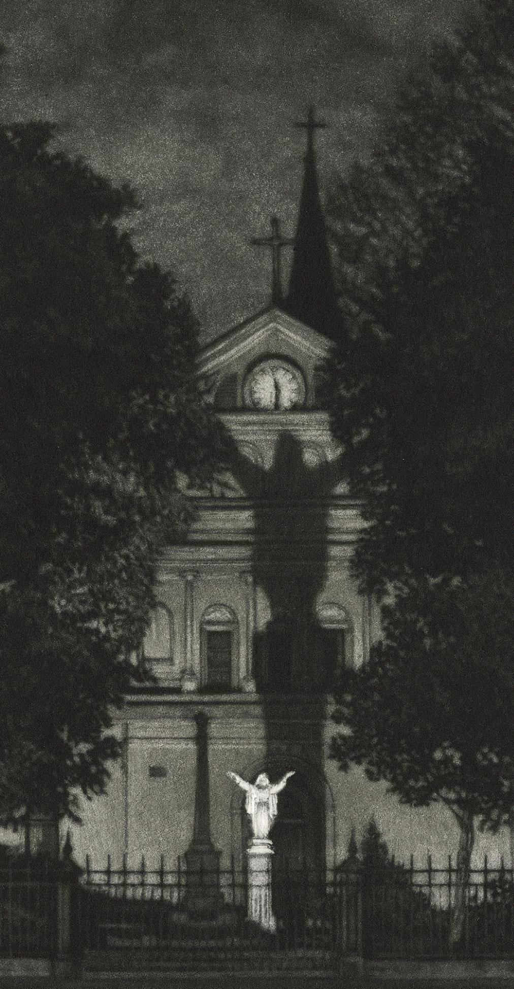 Sanctuary (St. Anthony's Garden an der Rückseite der St. Louis Kathedrale in der Royal Street) (Amerikanische Moderne), Print, von Frederick Mershimer