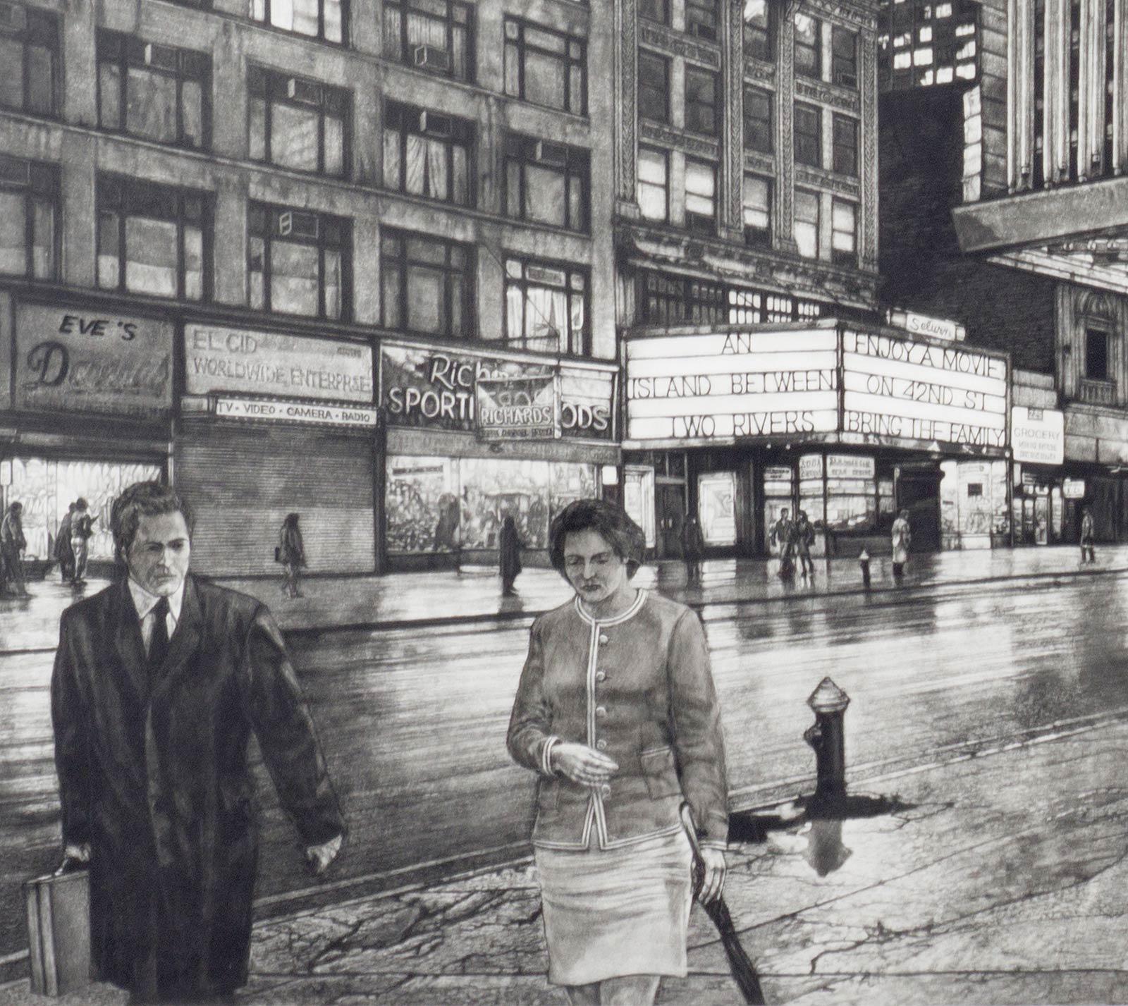 The Great Divide ( 42nd Street in Manhattan before Disney moved into the hood) - Print by Frederick Mershimer