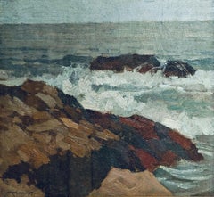 "Marée montante" Frederick Mulhaupt, peinture impressionniste américaine de paysage marin