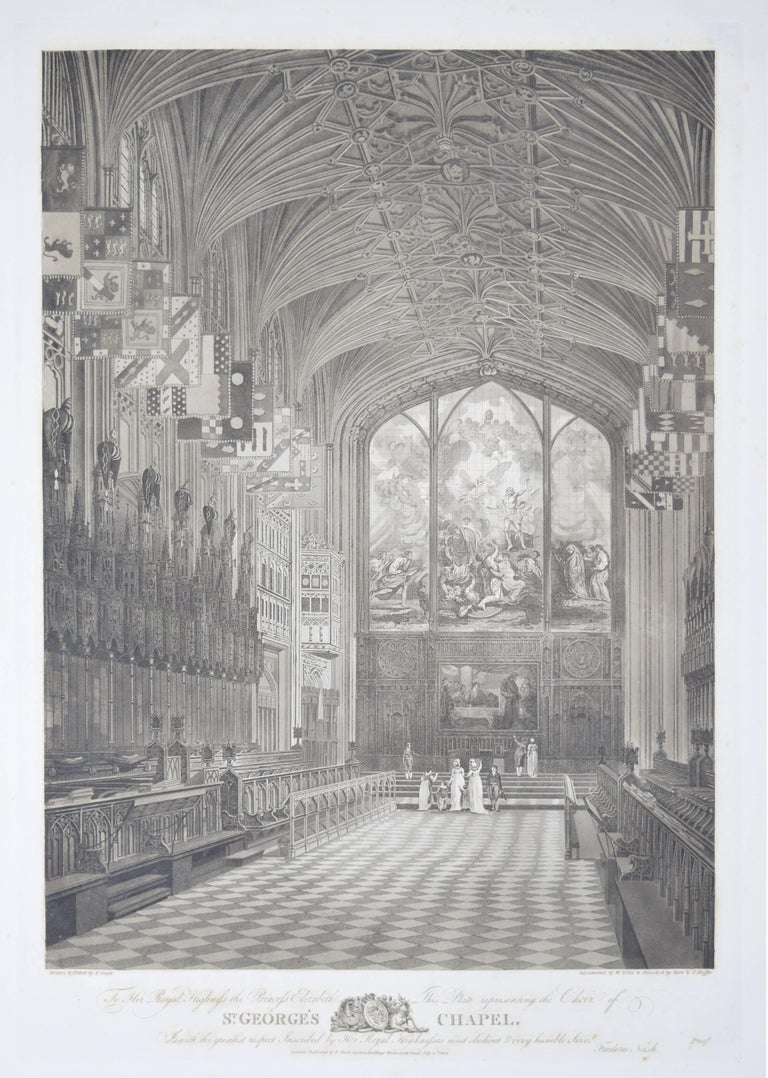 Frederick Nash Landscape Print - 1804  St George's Chapel Windsor Castle Prince Harry Meghan Markle Royal Wedding