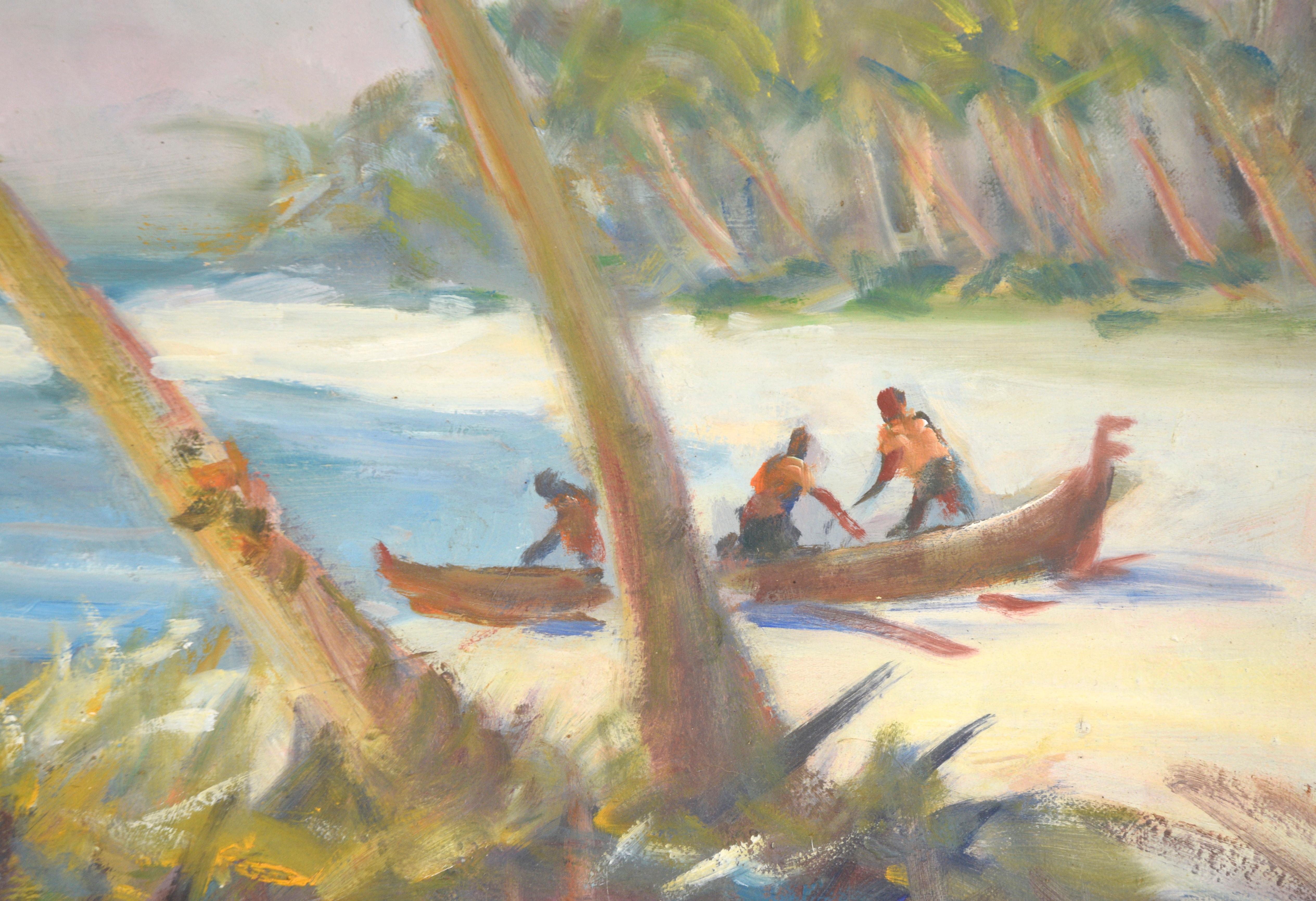 Tahitian Coast Landscape - American Impressionist Painting by Frederick Pawla