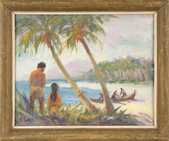 Antique Tahitian Coast Landscape
