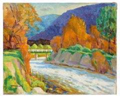 Carmel Valley Landscape with River, Oil Painting, Late 20th Century