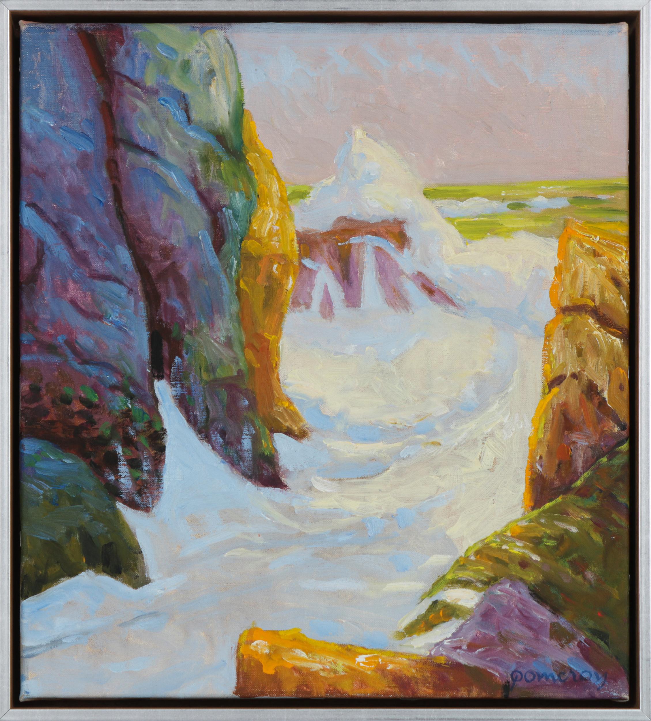 Frederick Pomeroy Landscape Painting - Coastal Rocks & Waves Mid - Late 20th Century Oil Painting